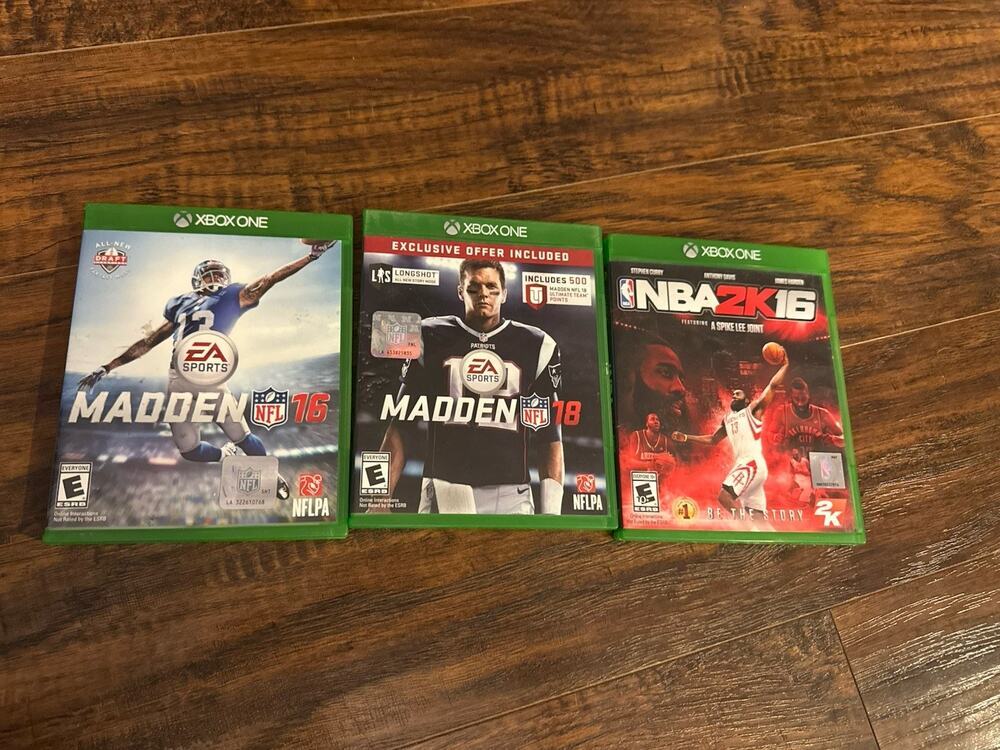 Microsoft Xbox One Video Games Lot of 3 Madden 16 NBA 2k16 Madden 18